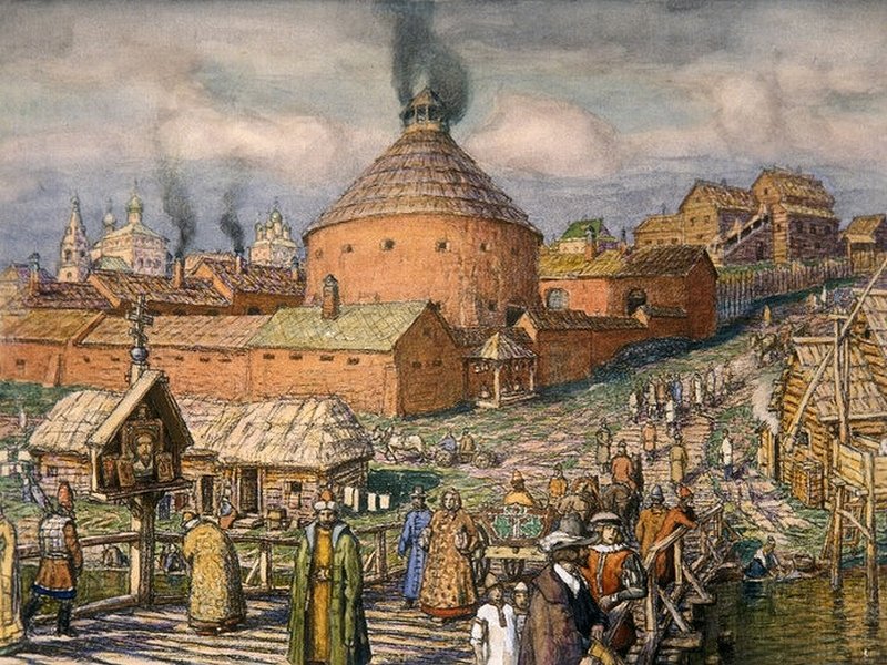 Московский посад перед нашествием Тохтамыша. Картина 1918 г.