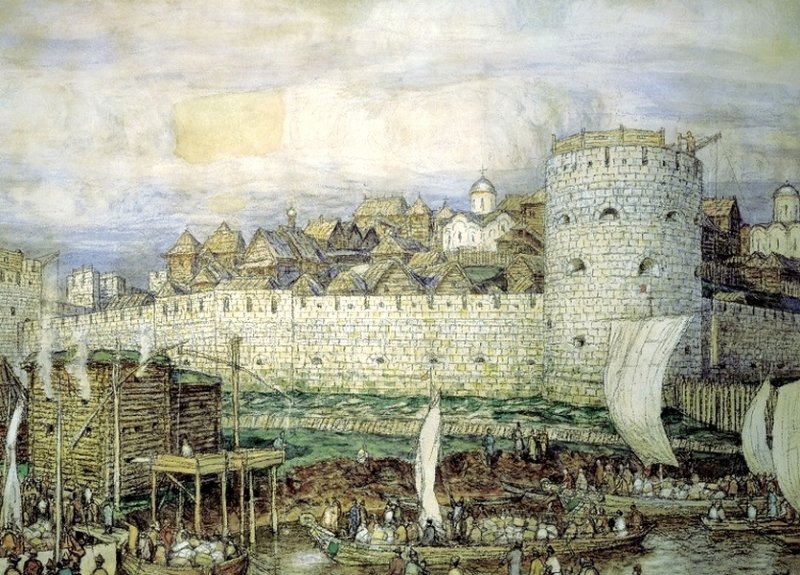 Московский Кремль при Дмитрии Донском. Картина 1922 г.