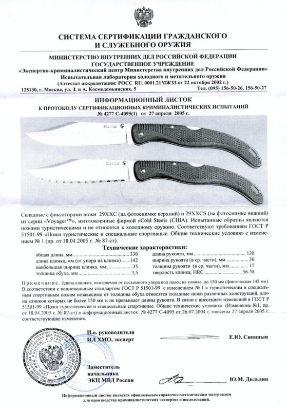 Cold Steel 29XXC, 29XXCS