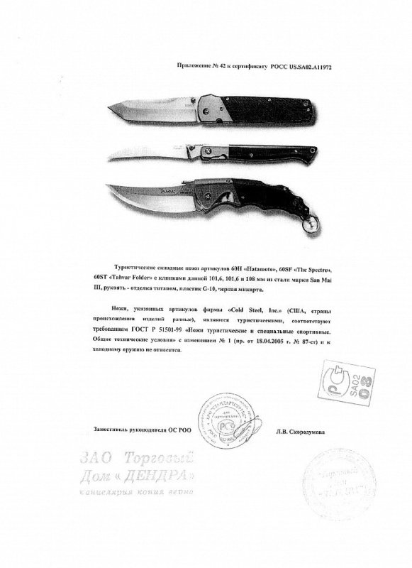 Cold Steel 60H, 60SF, 60ST