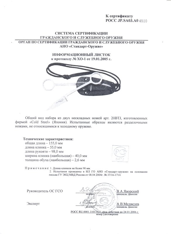 Набор Cold Steel 20BTJ