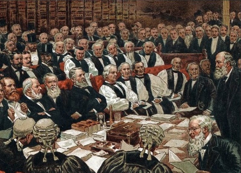 Заседание консерваторов в английском парламенте. Рисунок 1880-х гг.