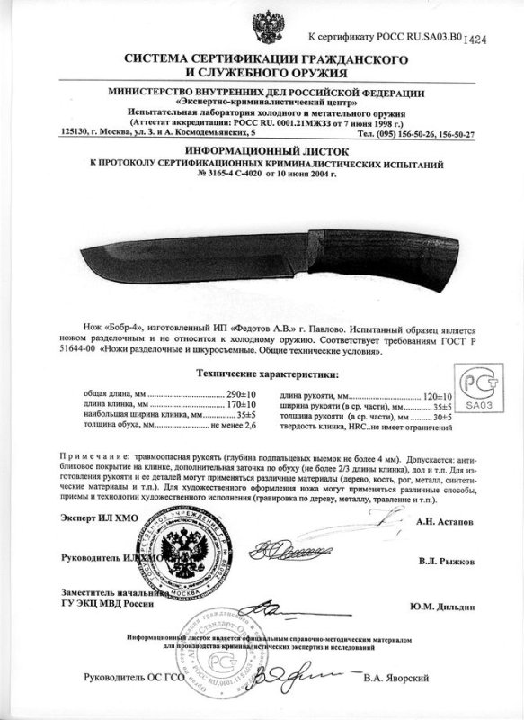 Нож нескладной Алексея Федотова «Бобр-4» (ИП Федотов А.В.)