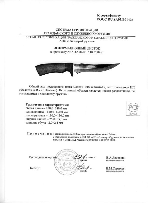 Нож нескладной Алексея Федотова «Филейный-1» (ИП Федотов А.В.)