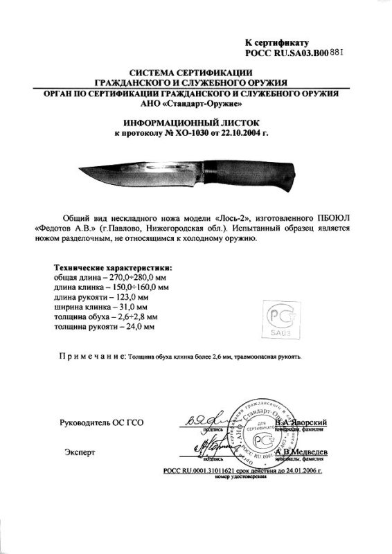 Нож нескладной Алексея Федотова «Лось-2» (ПБОЮЛ Федотов А.В.)