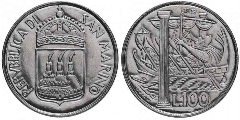 Сан-Марино, 100 лир 1973 года