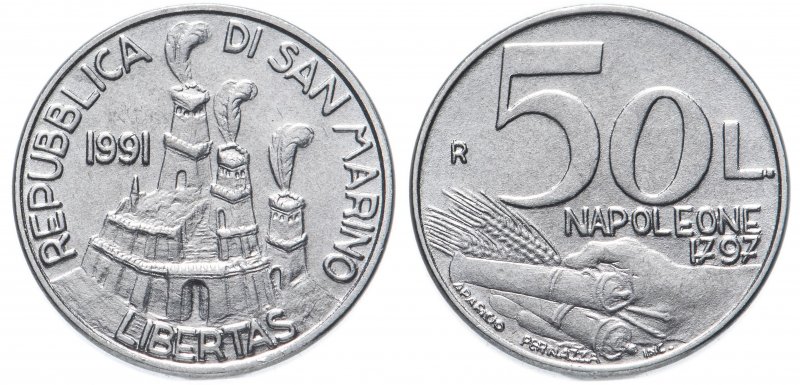 Сан-Марино, 50 лир 1991 года