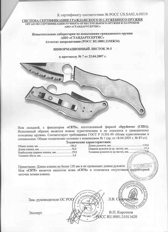 Spyderco C87S (C87P)