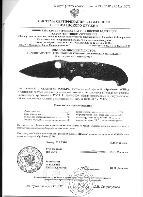 Spyderco C95GP (C95GPS)