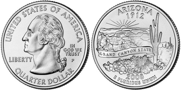 25 центов 2008 г. Штат Аризона