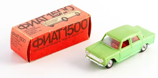 Модель автомобиля коллекционная «Фиат 1500», пластик, металл, 1970-1990 гг.