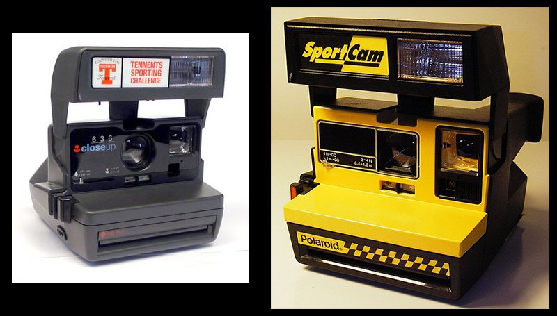 Спортивные модели: Polaroid 636 CloseUp Tennents Sporting Challenge (слева) и аналог Polaroid Supercolor 635CL – Polaroid SportCam (справа)