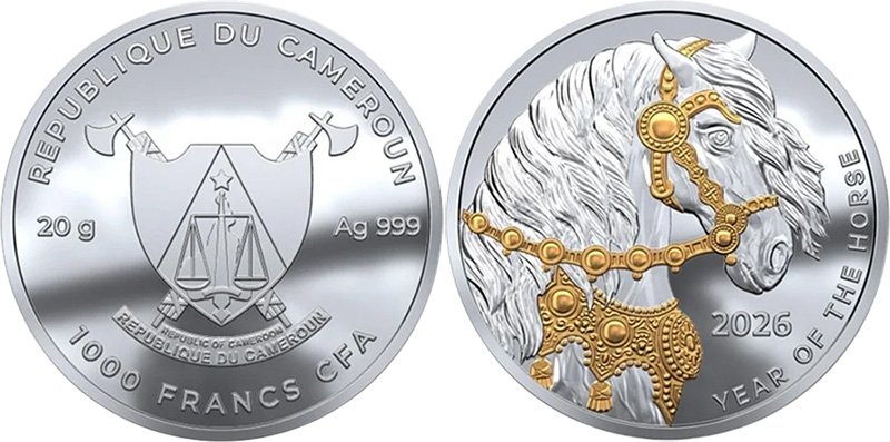 Камерунская монета из серебра «Year Of The Horse»