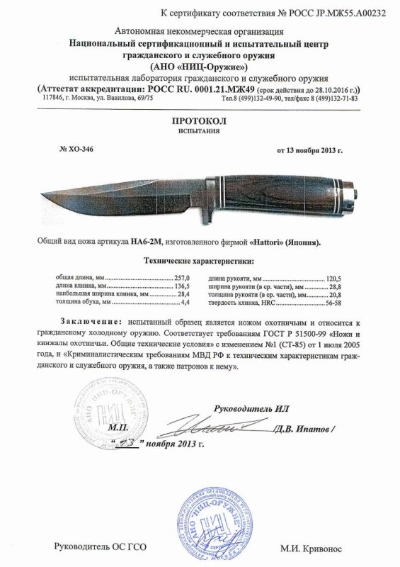 Нож нескладной Hattori «HA 6-2M»