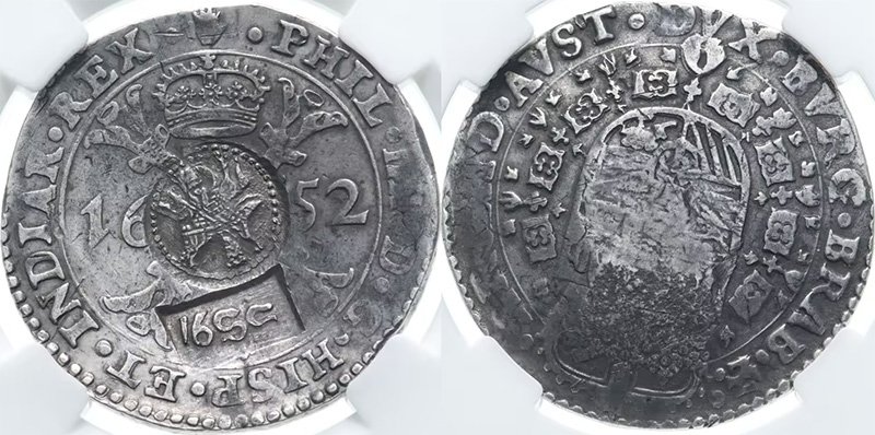 Талер с надчеканом (1 рубль 1655 года)