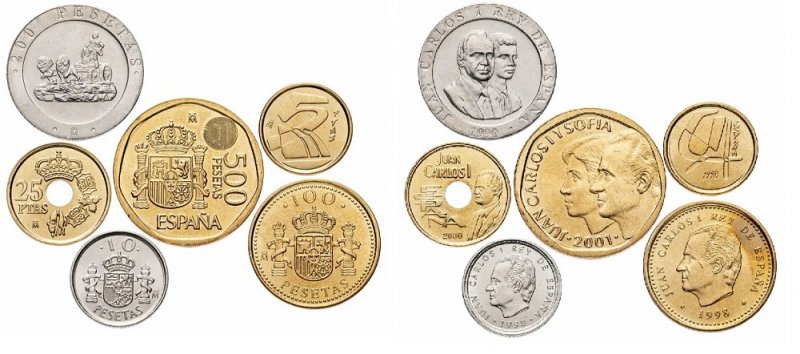 Циркуляционные монеты Испании 1990-2001 гг.