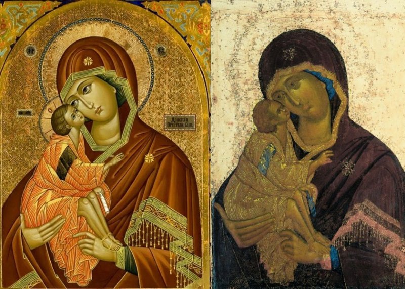 Донская икона Божией Матери (справа – до реконструкции в 1919 г.)