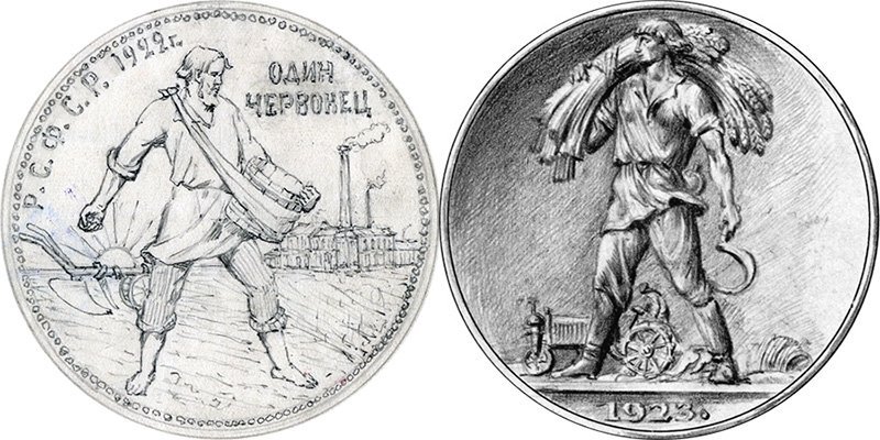 Сравнение эскизных проектов Васютинского (слева) и Грузенберга (справа)