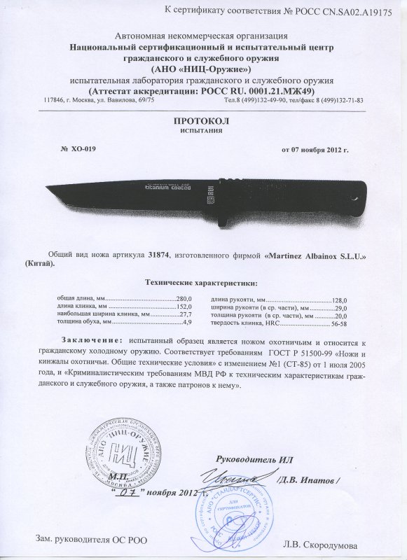 Нож нескладной RUI 31874