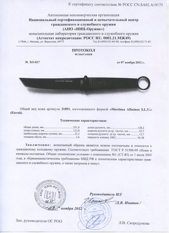 Нож нескладной RUI 31891