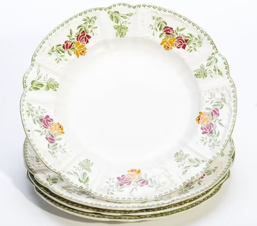 Набор из 4 обеденных тарелок с цветочным декором, фаянс