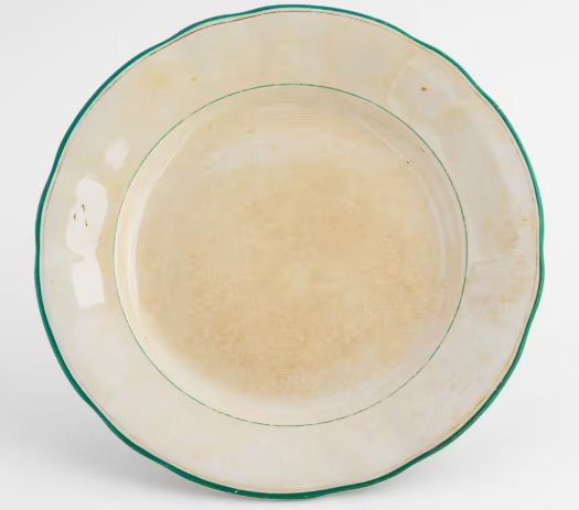 Тарелка с каймой зеленого цвета, фаянс