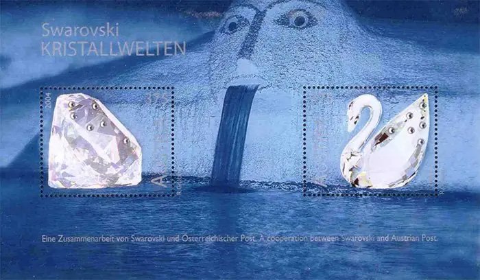 Австрийский почтовый блок с кристаллами
