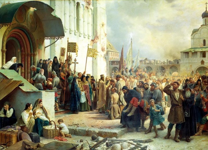 Осада Троице-Сергиевой лавры в 1608 г. Картина 1891 г.