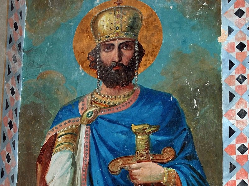 Царь Давид Строитель, фреска Шио-Мгвимского монастыря