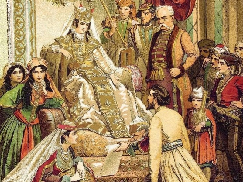 Царица Тамара и поэт Шота Руставели. Картина 1880 г.