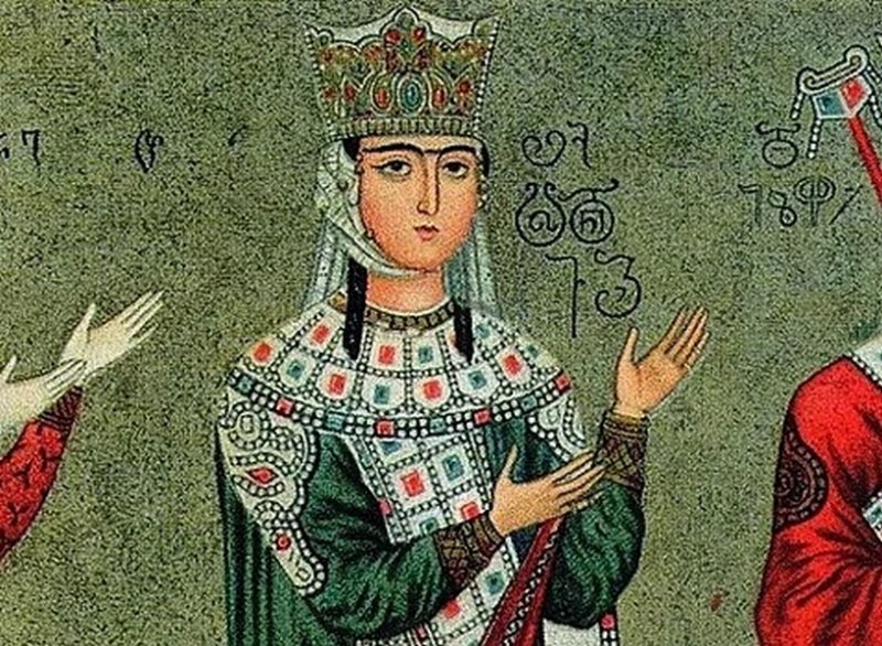 Святая царица Тамара на фреске XIX века