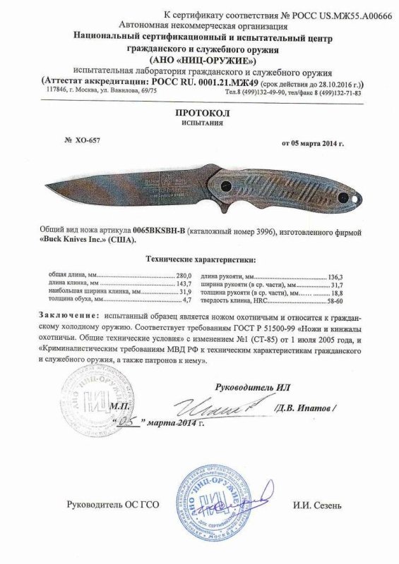 Нож нескладной Buck 0065BKSBH-В