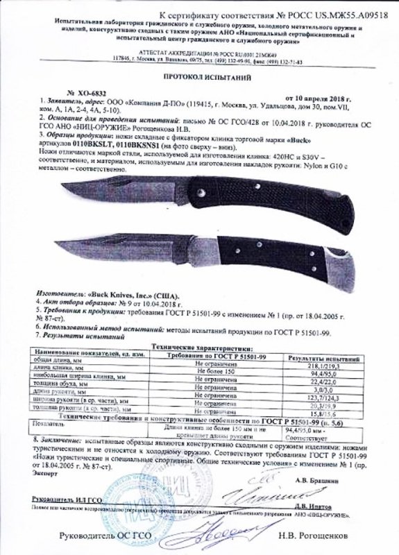 Ножи складные с фиксатором Buck 0110BKSLT и 0110BKSNS1