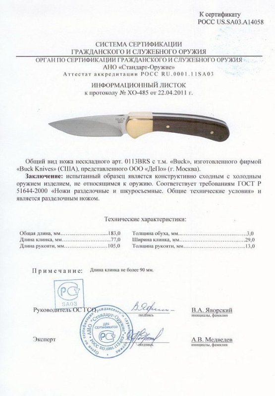 Нож нескладной Buck 0113BRS