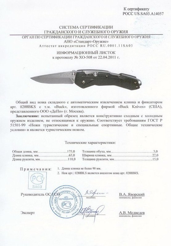 Нож с автоматическим извлечением клинка Buck 0288BKS (0288BLS)