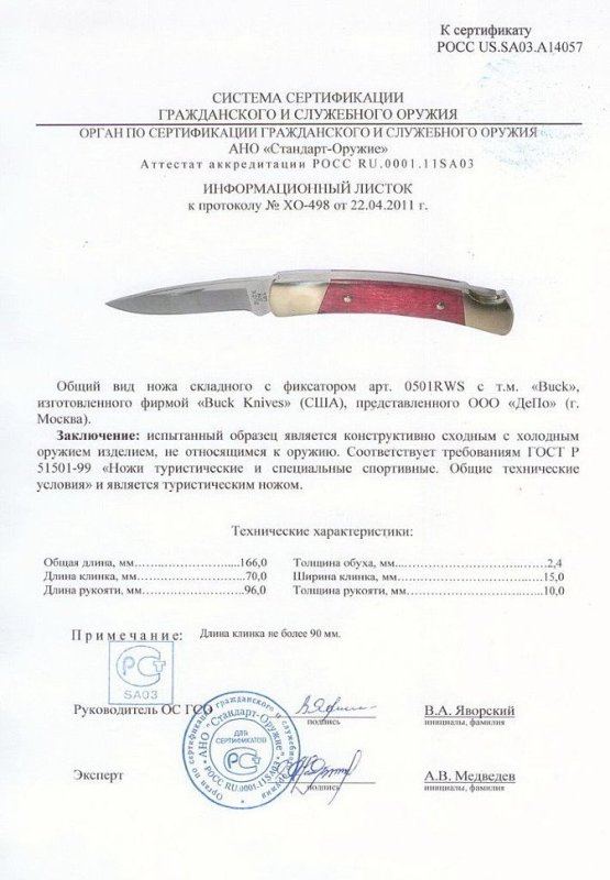 Нож складной с фиксатором Buck 0501RWS