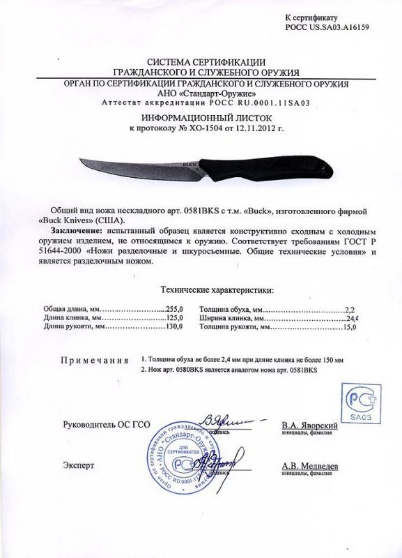 Нож нескладной Buck 0581BKS (0580BKS)