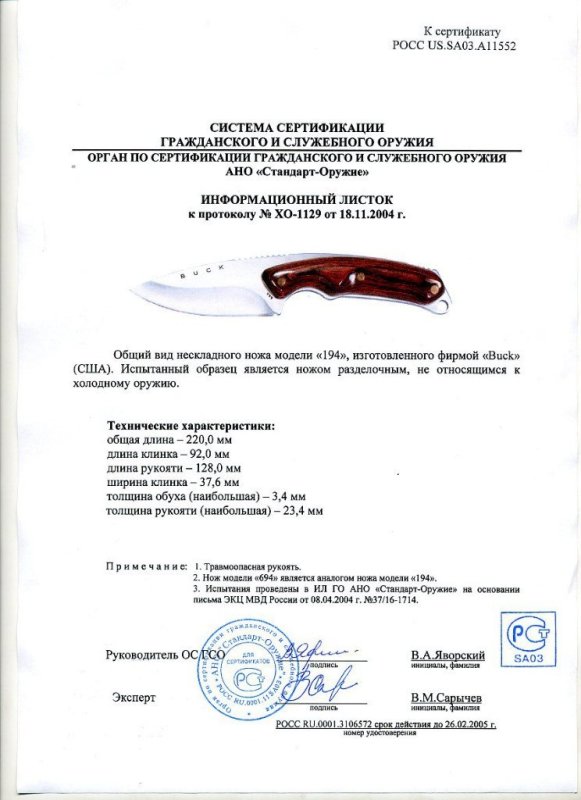 Нож нескладной Buck 194 (694)