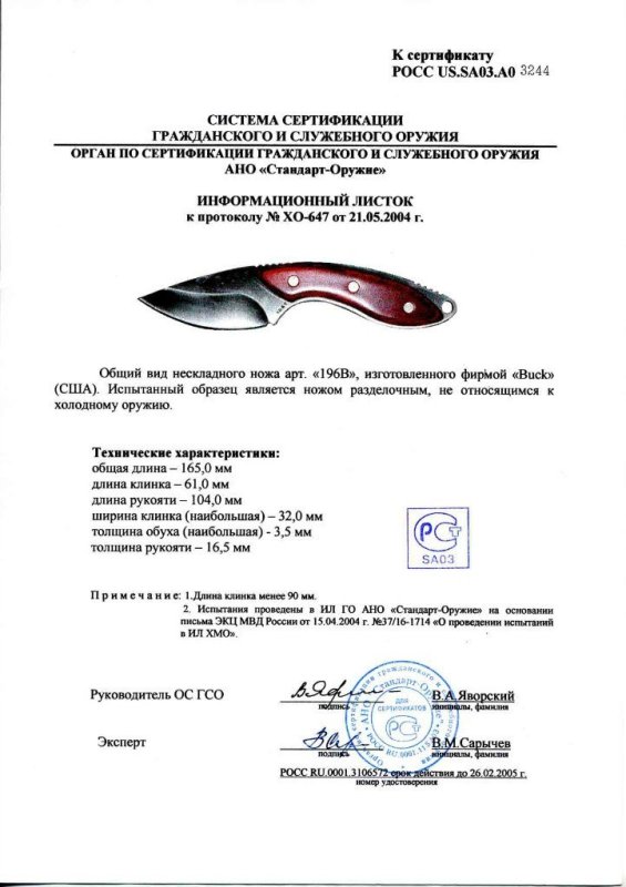 Нож нескладной Buck 196B