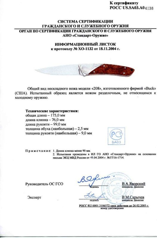 Нож нескладной Buck 208