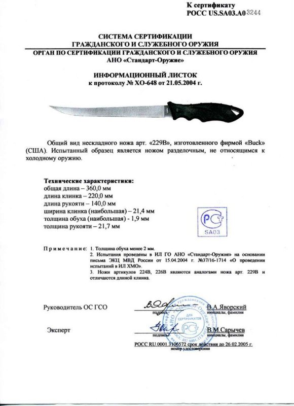 Нож нескладной Buck 229B (224B, 226B)