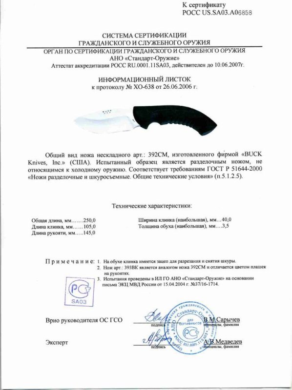 Нож нескладной Buck 392CM (393BK)