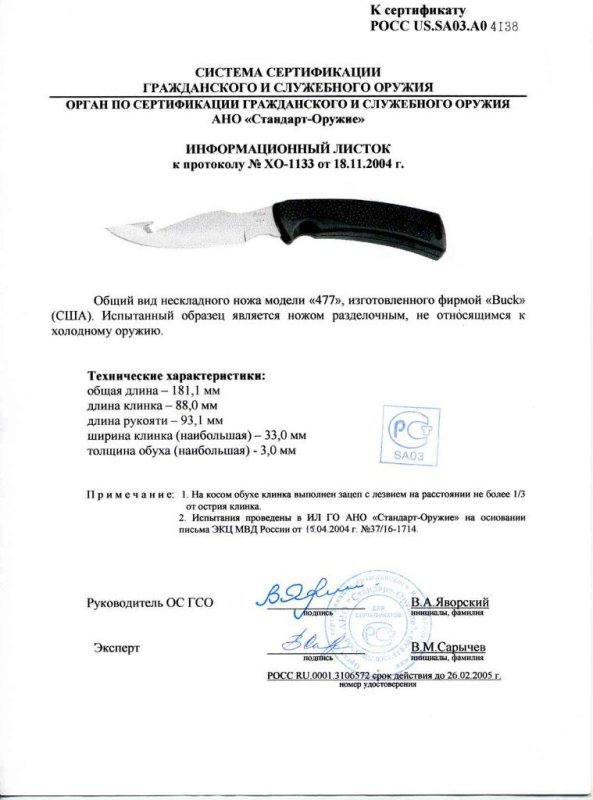 Нож нескладной Buck 477