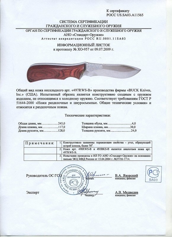 Нож нескладной Buck 497RWS-B (498RWS-B, 495BKS-B)