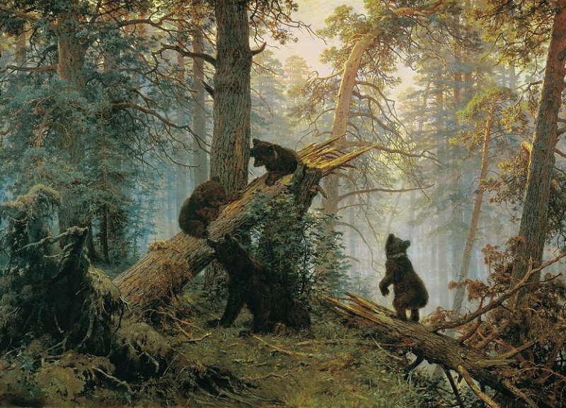 Утро в сосновом лесу. Картина  1889 г.