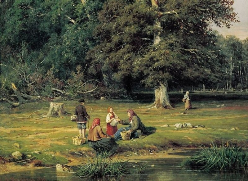 Фрагмент картины «За грибами», 1870 г.