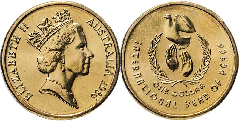 1 доллар Австралии 1986 года «Международный год мира»