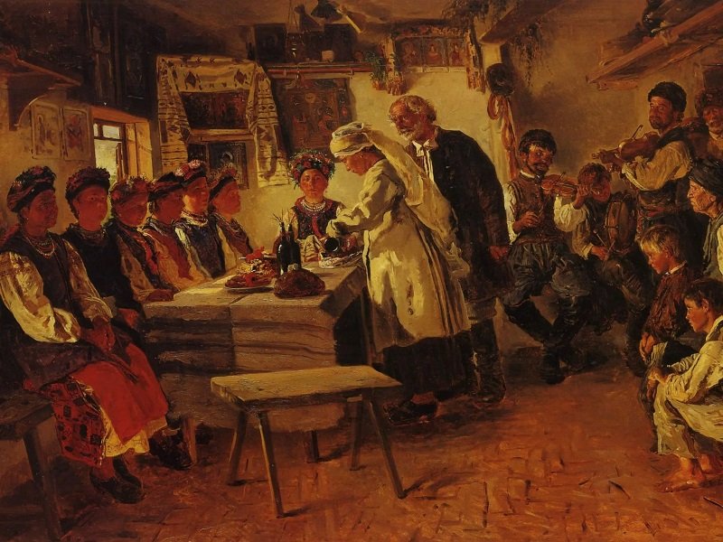 Девичник на Руси. Картина 1882 г.