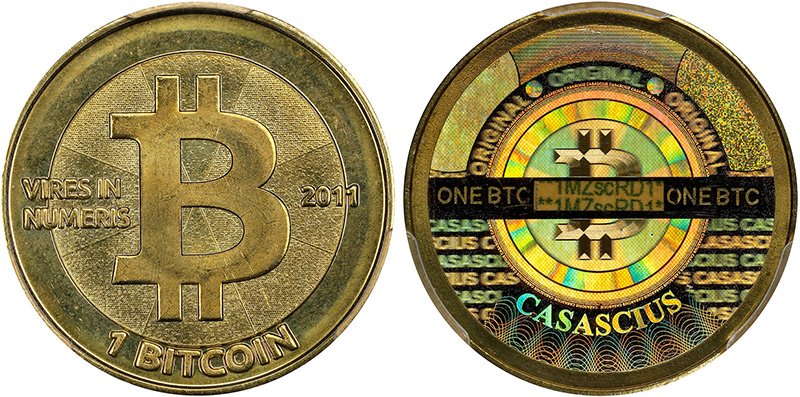 Монета Casascius без ошибки на голограмме