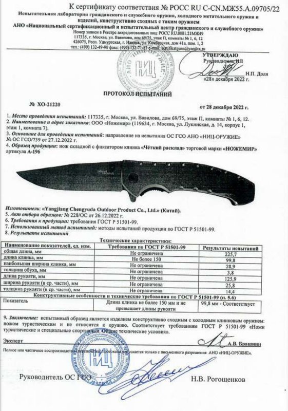 Нож складной с фиксатором Ножемир A-196